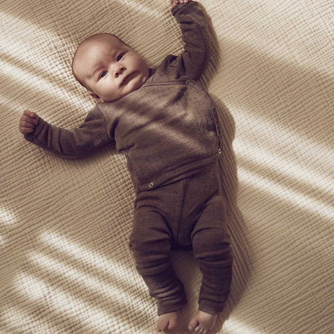 müsli WOOLLY RIB pants with foldable feet Pants Walnut melange 821000012