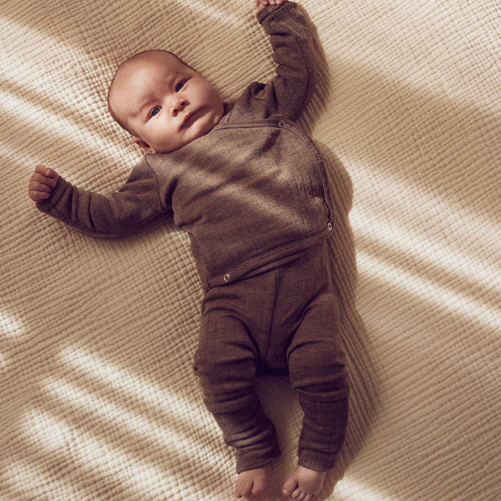müsli WOOLLY RIB pants with foldable feet Pants Walnut melange 821000012