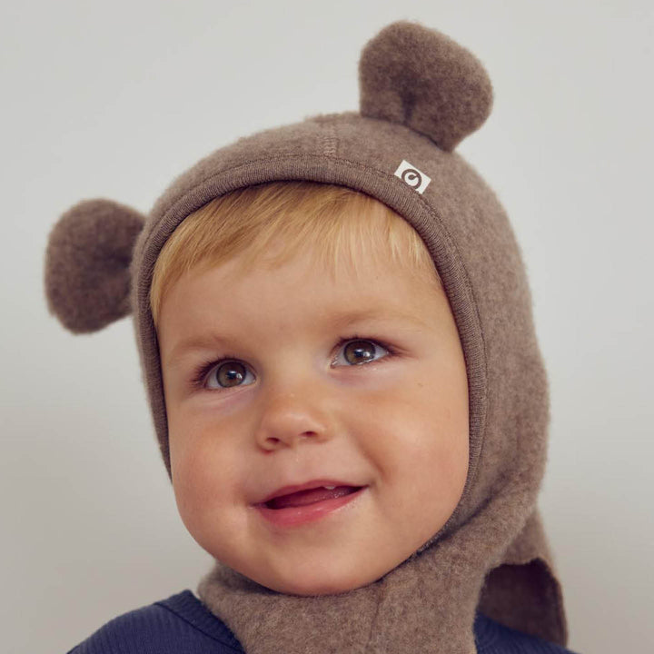 müsli WOOLLY balaclava in merinowool fleece Headwear Walnut melange 821000012