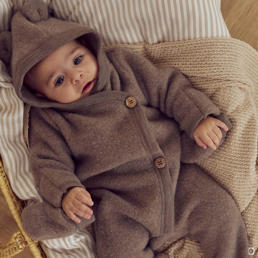 müsli WOOLLY suit in merino wool fleece Bodystockings Walnut melange 821000012