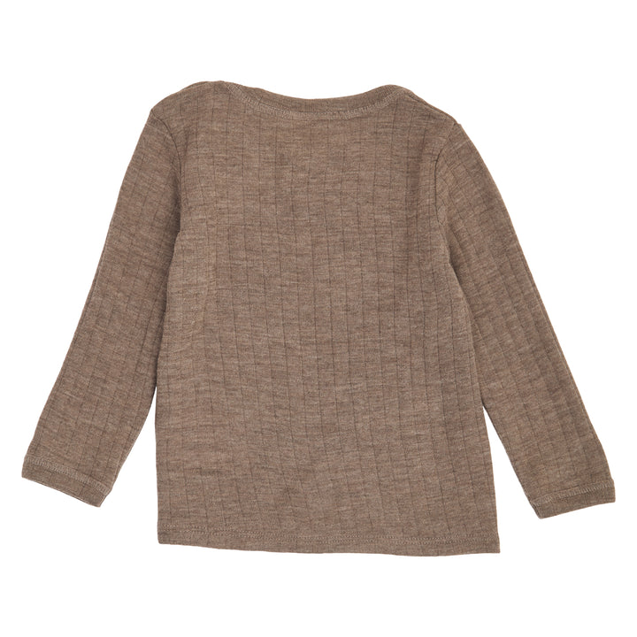 müsli WOOLLY top in merinowool L_S Tee Walnut melange 821000012