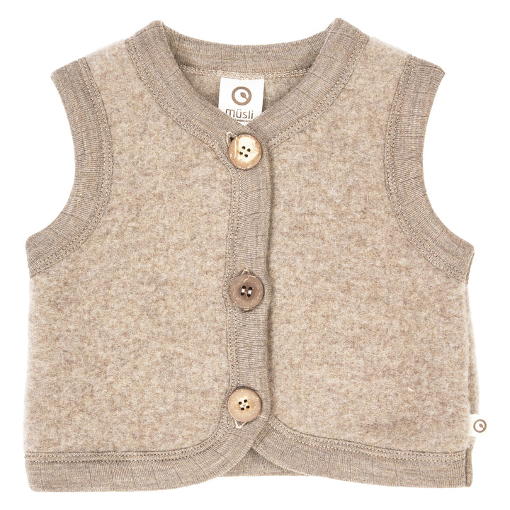 müsli WOOLLY vest in merino wool fleece Wool Balsam melange 821000011