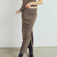 Conservandum WOOL RIB slit skirt Skirts Walnut melange 821000012