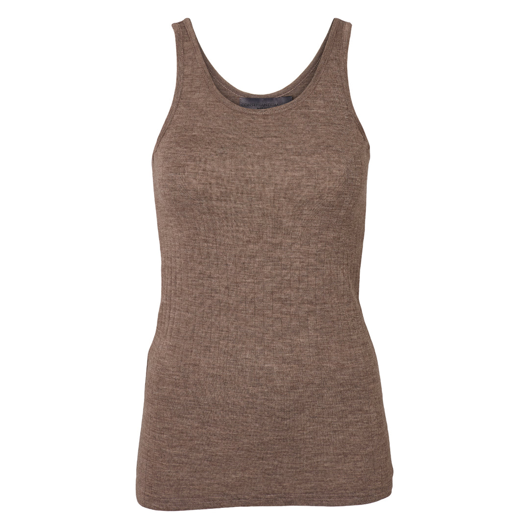 Conservandum WOOL RIB top S_S Tee Walnut melange 821000012