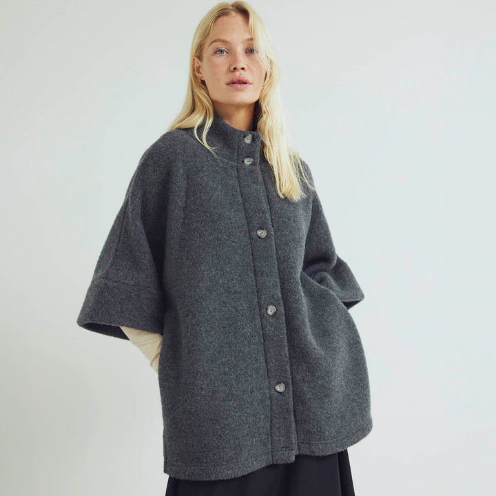 Conservandum WOOL fleece cape jacket in merinowool Sweatshirt Dark grey 892000011