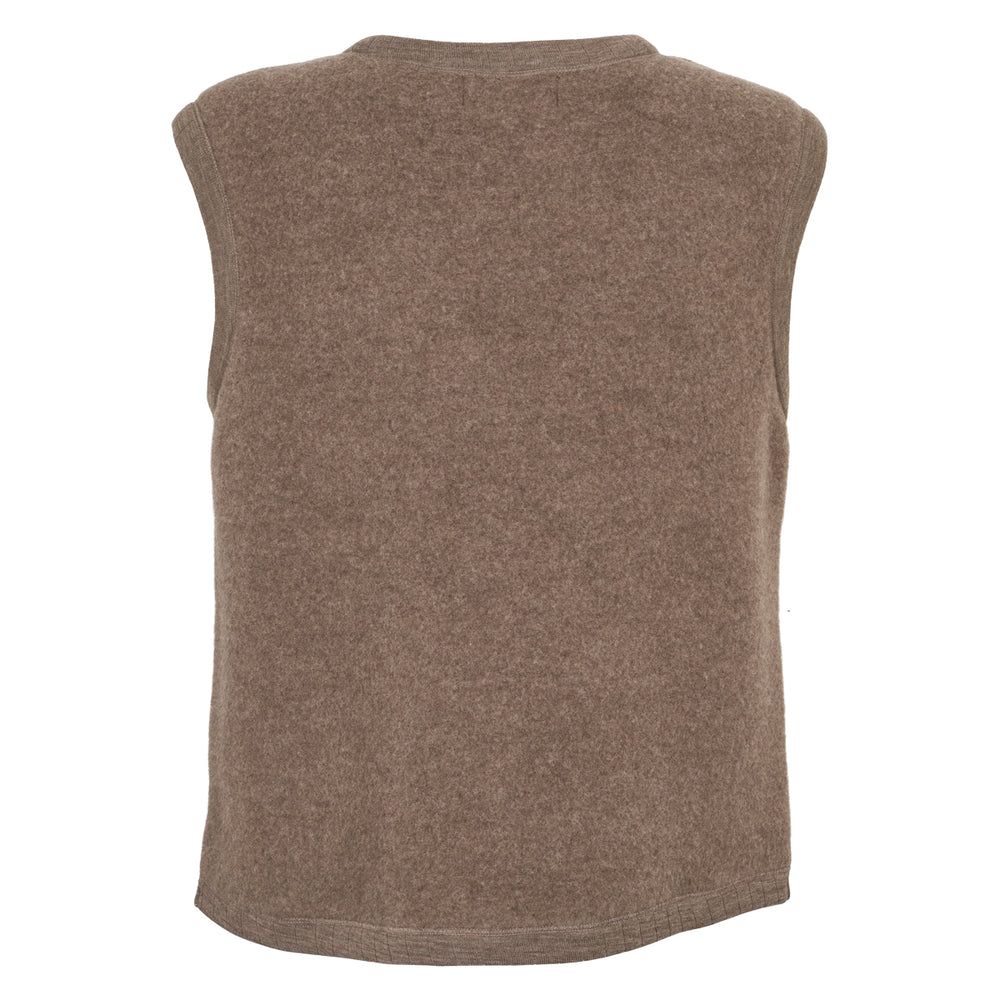 Conservandum WOOL fleece pocket vest Cardigan Walnut melange 821000012