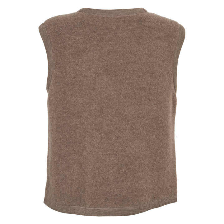 Conservandum WOOL fleece pocket vest Cardigan Walnut melange 821000012