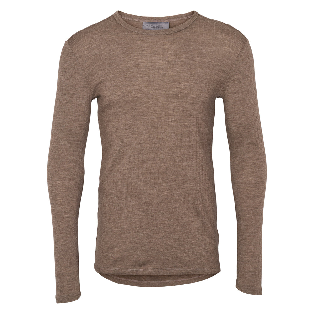 Conservandum WOOL long sleeve top L_S Tee Walnut melange 821000012