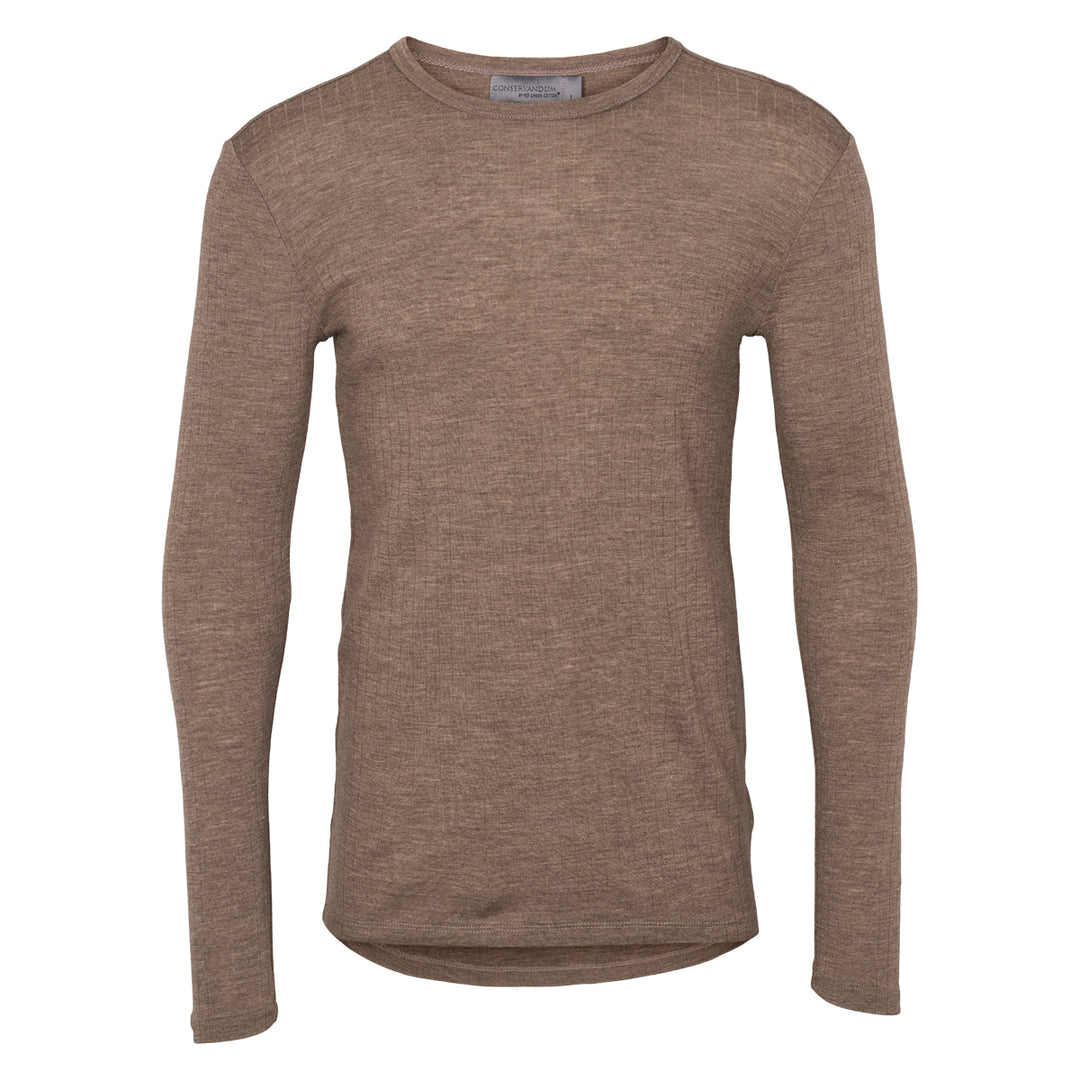 Conservandum WOOL long sleeve top L_S Tee Walnut melange 821000012