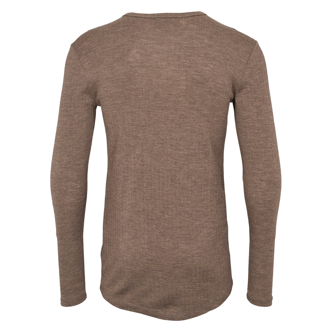 Conservandum WOOL long sleeve top L_S Tee Walnut melange 821000012