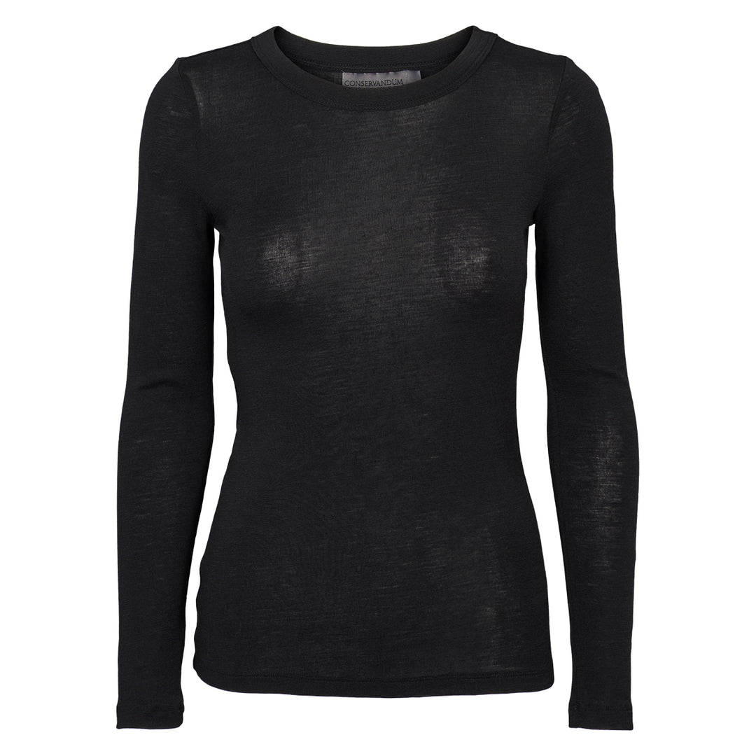 Conservandum WOOL longsleeve top L_S Tee Black 019400706