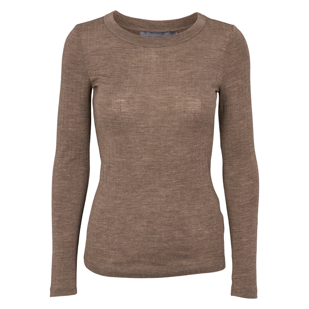 Conservandum WOOL longsleeve top L_S Tee Walnut melange 821000012