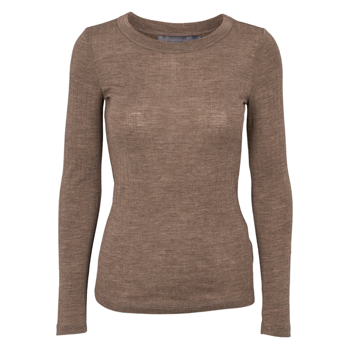 Conservandum WOOL longsleeve top L_S Tee Walnut melange 821000012