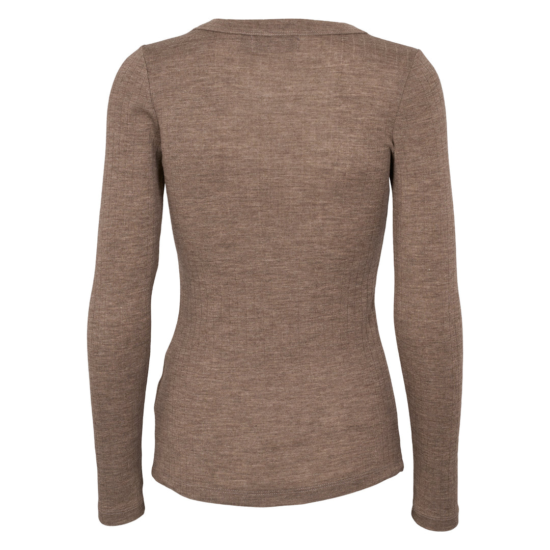 Conservandum WOOL longsleeve top L_S Tee Walnut melange 821000012
