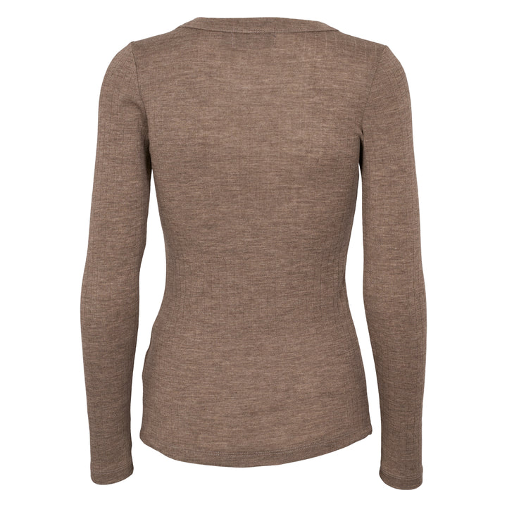 Conservandum WOOL longsleeve top L_S Tee Walnut melange 821000012