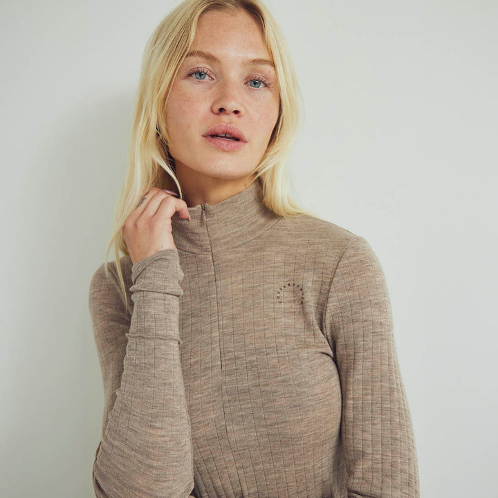 Conservandum WOOL zip collar blouse S_S Tee Balsam melange 821000011