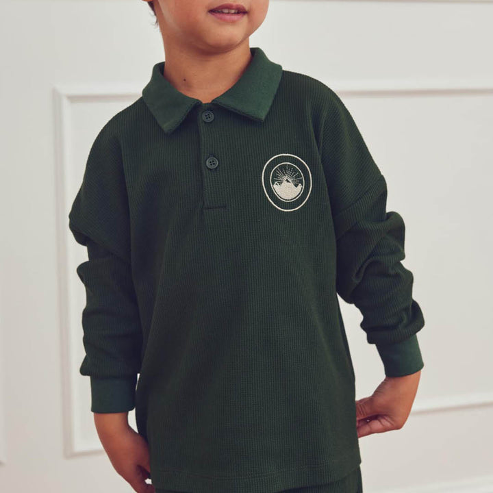 müsli Waffle L/S Polo L_S Tee Forest green 019591801