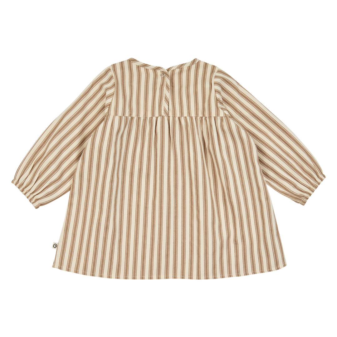 müsli Woven Stripe L/S Dress Baby Dress Oak/ Walnut 690000338