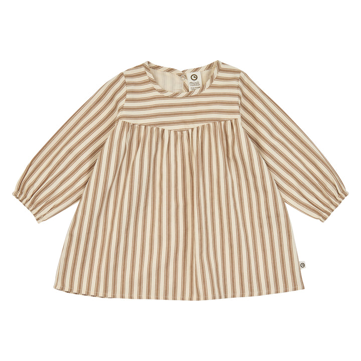 müsli Woven Stripe L/S Dress Baby Dress Oak/ Walnut 690000338