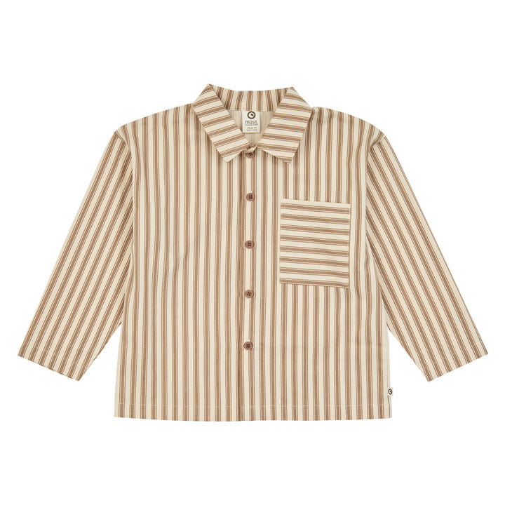 müsli Woven Stripe L/S Shirt L_S Tee Oak/ Walnut 690000338