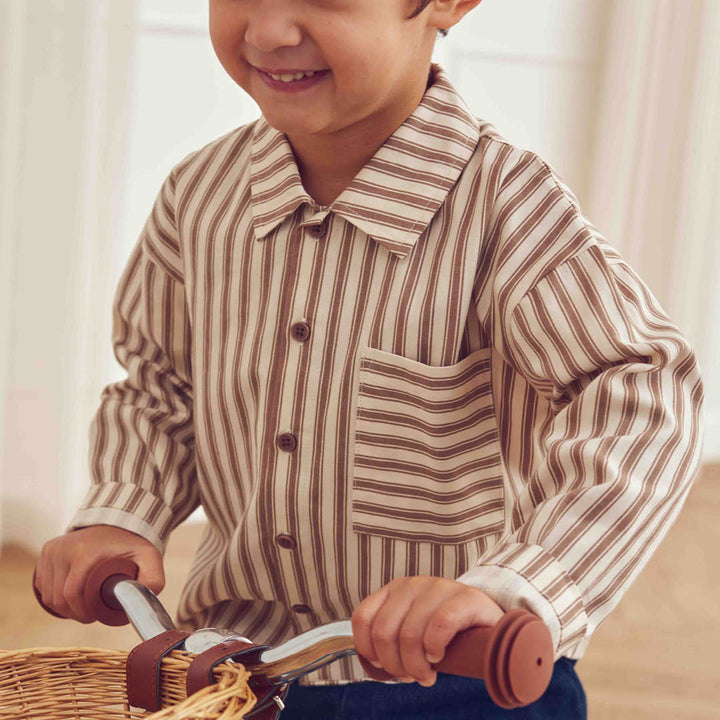 müsli Woven Stripe L/S Shirt L_S Tee Oak/ Walnut 690000338