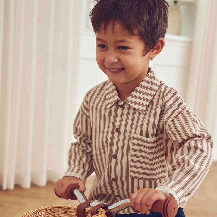müsli Woven Stripe L/S Shirt L_S Tee Oak/ Walnut 690000338