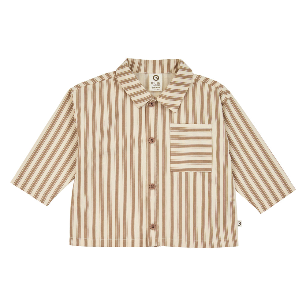 müsli Woven Stripe L/S Shirt Baby L_S Tee Oak/ Walnut 690000338