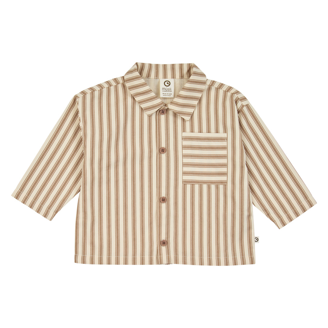 müsli Woven Stripe L/S Shirt Baby L_S Tee Oak/ Walnut 690000338