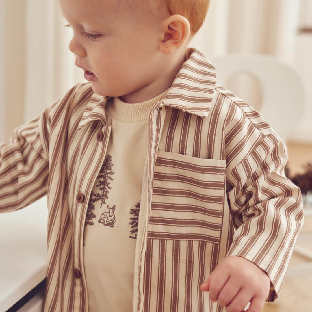 müsli Woven Stripe L/S Shirt Baby L_S Tee Oak/ Walnut 690000338