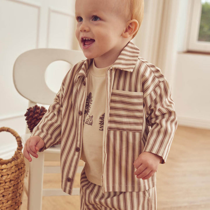 müsli Woven Stripe L/S Shirt Baby L_S Tee Oak/ Walnut 690000338