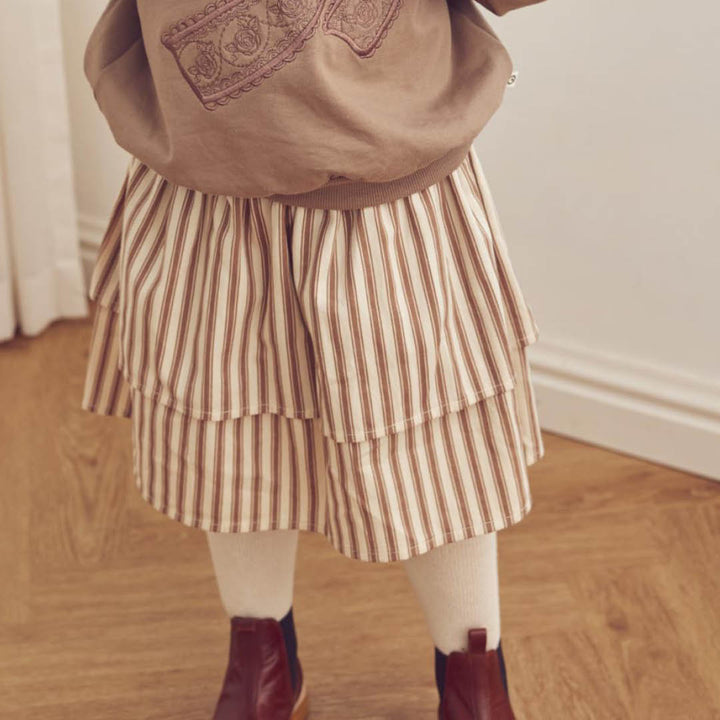 müsli Woven Stripe Skirt Skirts Oak/ Walnut 690000338