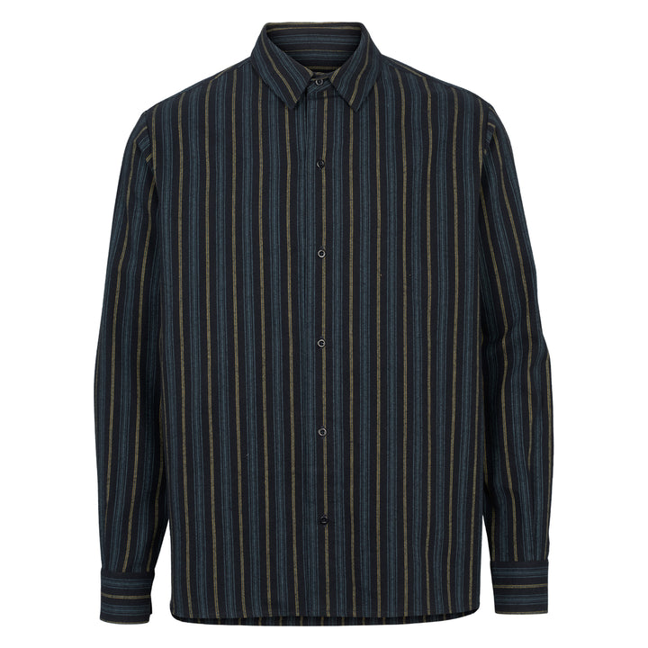 Conservandum Woven stripe shirt S_S Tee Night blue 019402301