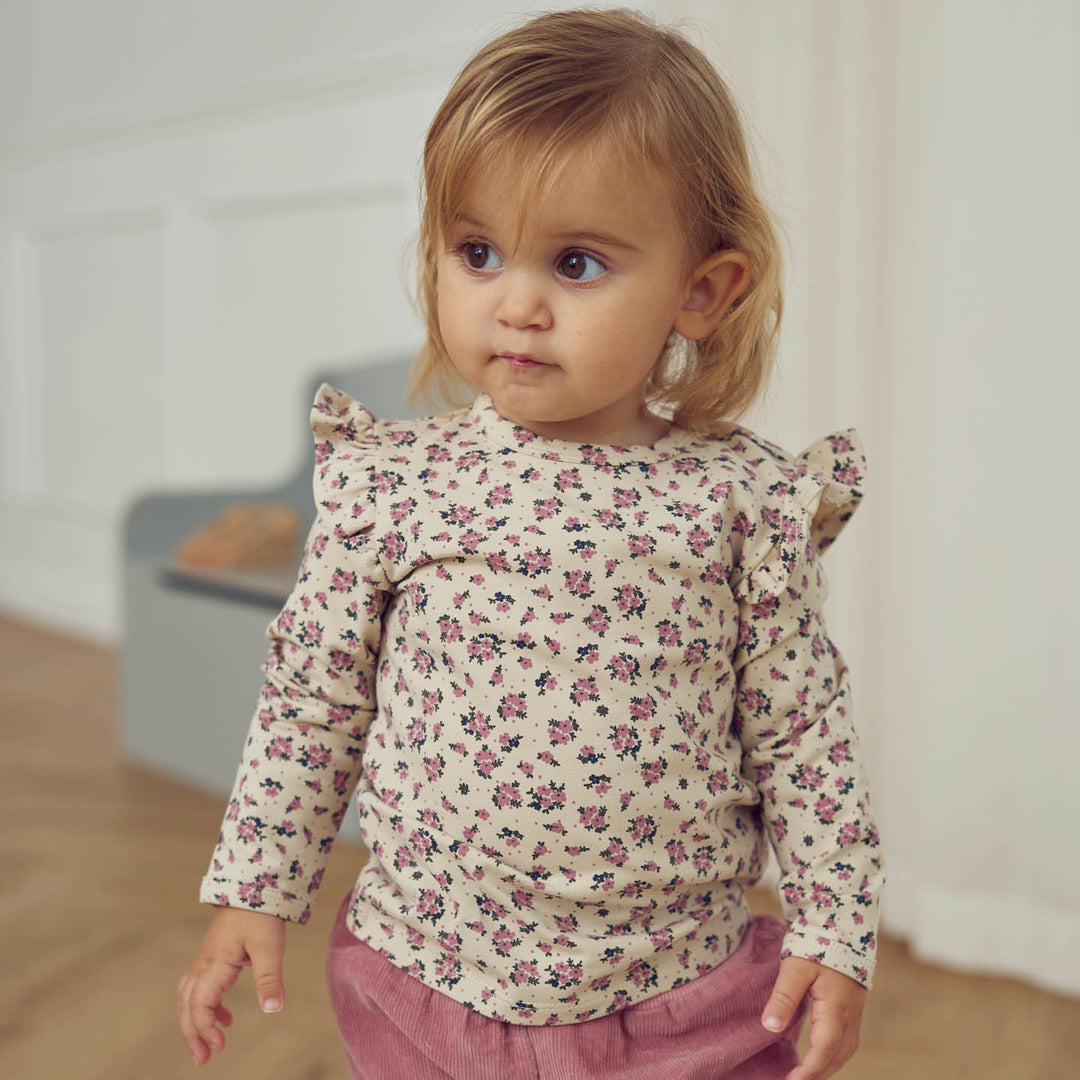 müsli ZINNA floral printed frill top L_S Tee Oak/ Nostalgia rose/ Deep green 690000261